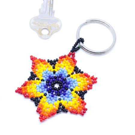 Rainbow colour key ring flower